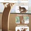 JKXJKX 47" Floor Standing Cat Window Perch with Curved Scratching Ramp, 80 Lbs Heavy Duty Window Bed Seat with Suction Cups, Furniture for Large Cats Indoor Bird Watching