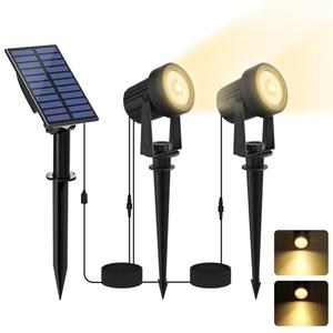 LINQELLY Solar Spotlights Outdoor 2Pack Warm White Auto Dusk to Dawn Landscape Lights, IP65 Waterproof Solar Lights for Garden Yard Path 2-in-1 Ground or Wall Mount