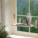 Foldable Cat Window Bed, Solidwood Cat Window Perch with Suction Cups, Heavy Duty Cordless Hammock Seat for Indoor Cats (Large Size)