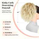 Leeons Afro Kinky Curly Drawstring Ponytail for Black Women, 10 Inch Short Ponytail Extension with 4 Secure Combs, Platinum Blonde Highlights for Party Styles (T27/613#)​