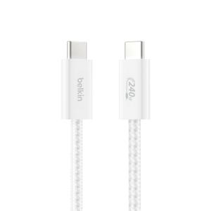 Belkin USB C to USB C Cable, 3.3ft, 240W - Type C Charger, iPhone Charger Cord, Soft, Braided, Flexible for iPhone 17, Galaxy S25, Pixel 9, MacBook, Chromebook, iPad Pro, Switch Steam Deck  White