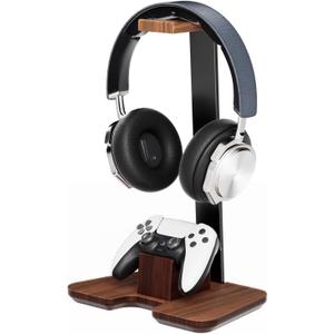 Controller Stand Wood Headphone Stand for Desk Gaming Desk Accessories Controller Holder for Gaming Equipment Headset Holder
