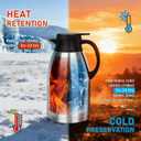 Thermal Coffee Carafe, 2L/68 Oz Stainless Steel Vacuum Insulated Thermoses, Double-Wall Design, 24-Hour Hot & Cold, Leak-Proof, Portable for Travel,Camping,Office