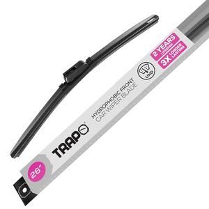 Trapo - 24” Hydrophobic Front Windshield Wiper Blade - Universal Fit for Most Vehicles - Durable & Silicone - Strong Water-Repellent Coating - Prevents Water Build-Up - Quick & Easy Install - 1 Blade