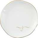 InnoBeta Ceramic Jewelry Tray, Decorative Trinket Dish for Rings Earrings Necklaces Bracelet Watch Keys, Birthday for Women, Mother's Day Christmas Gift for Women, 4.75", White Surface Gold H