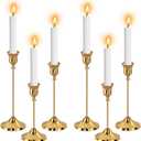 6pcs Gold Candle Holders, Candlestick Holders Taper Candle Holders for Pillar Candles Sticks Holder Decor Halloween Christmas Decorations Candle Candelabros para Centros de Mesa (Gold)