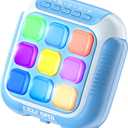 Tic Tac Toe Electronic Handheld Puzzle Game Console Fidget Toys w/ 7 Game Modes, Portable Fast and Fun Car Travel Press Games for Kids and Adults, Ideal Xmas Birthday Gifts for Ages 3+ (Blue)