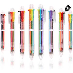 DAIKOYE Ballpoint Pens 24 PCS 0.5mm 6-in-1 Multicolor Ballpoint Pens School Supplies Birthday Party Favors Gifts for Kids Students