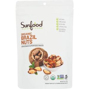 Sunfood Superfoods Raw Organic Brazil Nuts - Brazil Nuts Organic, Raw Brazil Nuts, Brazilian Nuts Unsalted, Great Source of Protein, USDA Organic, Non GMO, Vegan - 8 oz Bag, Best By: 08/27/2026