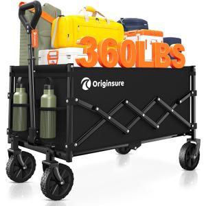 Originsure Collapsible Wagon Cart Foldable - Lightweight Portable Heavy Duty Folding Beach Wagons with Wheels - Outdoor Utility Carts for Grocery, Camping, Shopping, Sports, Garden with Large Capacity
