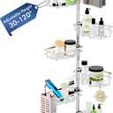 Shower Caddy Corner Tension Pole,Stainless Steel Shelves Bathroom Organizer | Rustproof 6-Tire Shelf, Adjustable 30-120 Inch Storage, Towel Bar & Soap Dish & Toothbrush Holder Rack