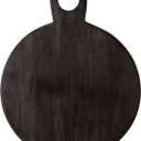 Bloomingville Round Acacia Wood Cheese and Cutting Board with Circle Handle, Black (18.8"L x 14.3"W)