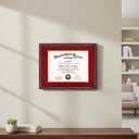 GraduationMall 12x15 Diploma Frame with Red over Gold Mat or Display 16x20 Certificate without Mat,Solid Wood & Tempered Glass,Cherry Finish with Gold Trim