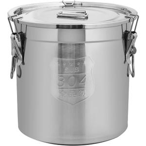21L/5.5 Gal 304 Stainless Steel Containers with Lids 710 Oz Stainless Steel Airtight Containers with Lids and Lock Hole 304 Airtight Container for Kitchen 304 Stainless Bucket Containers
