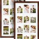 12 Opening 4x6 Collage Picture Frames Set of 2, Rustic Brown Multiple Frames for Displaying 6x4 Photos with Mat, 16X28 -2 Pack