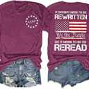 American Flag Shirts Women: 4th of July Shirt Independence Day Patriotic Tees Red White and Blue USA Short Sleeve Tops, M