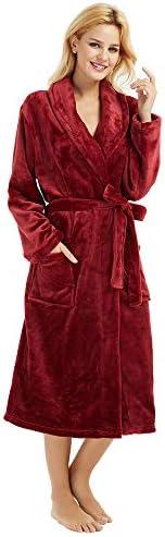 HEARTNICE Womens Fleece Robes, Soft Plush Long Bathrobe, Thick Kimono Robes for Womens, Warm House Coat, Size S/M