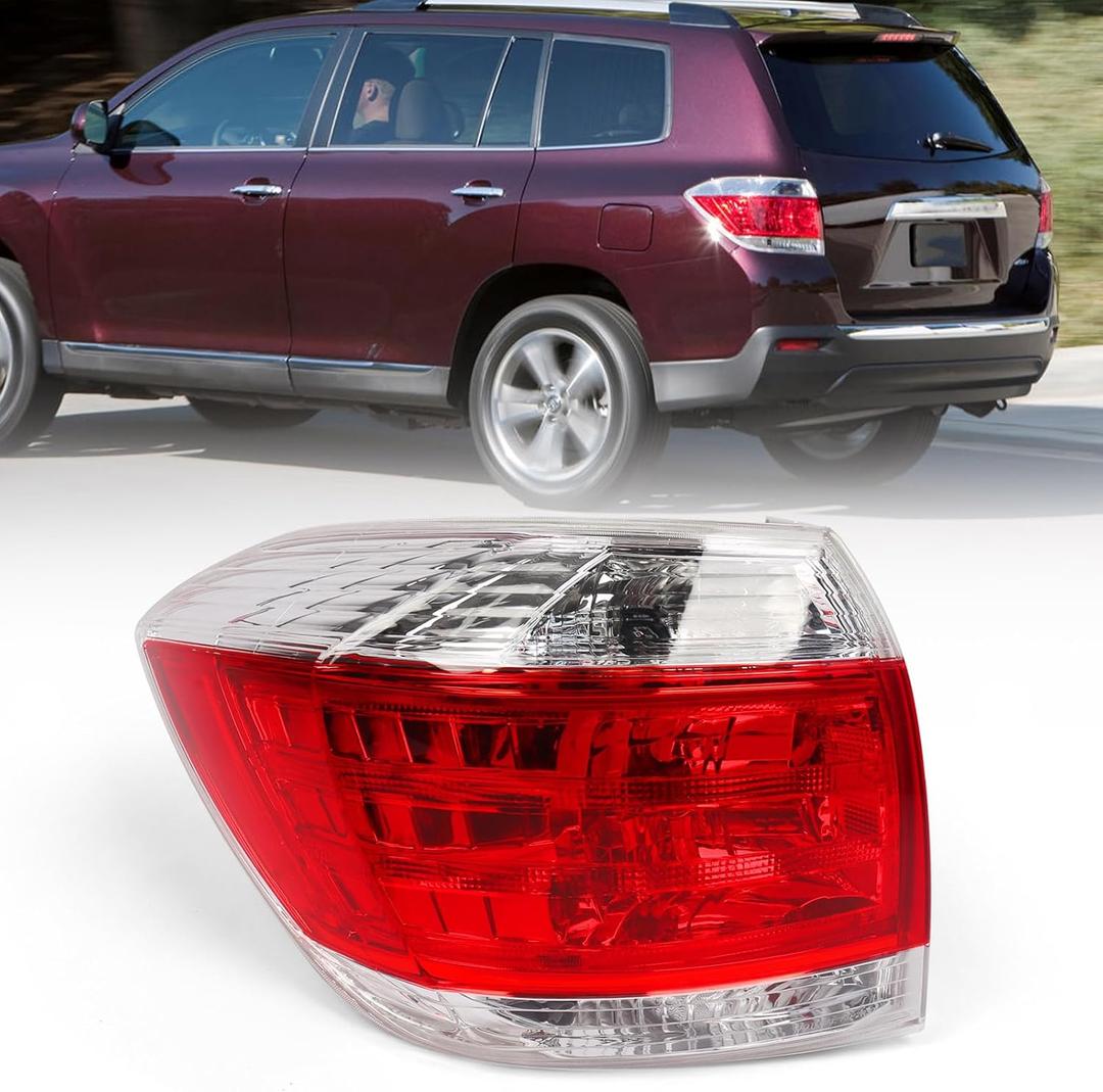 Huray Left Tail Light for Toyota Highlander 2011-2013 Driver Side Halogen Taillight Lamp Assembly Replacement for TO2800185 815600E070