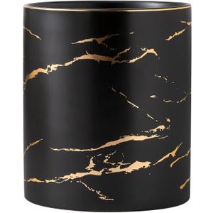 7.2 inch Large Utensil Holder for Kitchen Counter, Golden Marble Utensil Crock Spatula Holder for Countertop Cooking Tools Storage Caddy Farmhouse Kitchen Decor (Marble-Black)