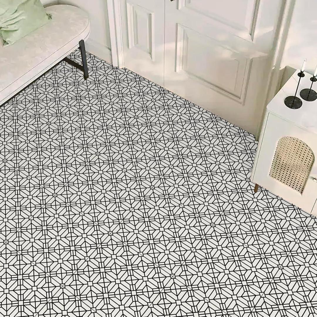 Peel and Stick Floor Tile Waterproof Vinyl Flooring Self Adhesive 11.8in X 11.8in, Peel and Stick Flooring Lined Up Easily for Home Decoration, Soft Material Avoids Breakage(10pcs, Black)