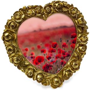 Isaac Jacobs 5x5 Gold Heart Shaped Rose Border Resin Frame, Photo Tabletop & Wall Display Hanging Display & Home Dcor (5x5, Gold)