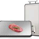 LOZOVIN Stainless Steel Cutting Board Anti-scratch Grid Design, Large 16"*11" Double Sided Non Toxic Cutting Board, Kitchen Metal Chopping Boards for Meat Veggies,Dishwasher Safe, Juice Groove