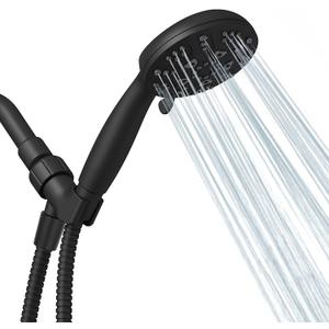 Hoporro High Pressure Handheld Shower Head, 6 Spray Settings Shower Head with Handheld, 4.3 Inch High Flow Hand Held Rain Showerhead with Stainless Steel Hose, Adjustable Bracket