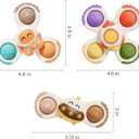 ALASOU 3PCS Pop Suction Cup Spinner Sensory Airplane Travel Toys for 1 Year Old Boy Girl Infant Toddlers|Novelty Spinning Tops 12 18 Months|1 2 Year Old Boy Birthday Gift|Baby Bath Toy Kids Ages 1-3