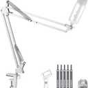InnoGear Boom Arm Microphone Mic Stand for Blue Yeti HyperX QuadCast SoloCast Snowball Fifine Shure SM7B and Other Mic, White