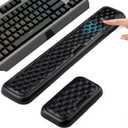 Wrist Rest for Keyboard and Mouse, gliship Wrist Rest for Computer Keyboard Mouse Memory Foam, Keyboard Arm Rest Wrist Support for Keyboard PU Leather with Non-Slip PU Silicone Base Pain Relief Black
