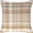 McAlister Textiles Natural Beige Heritage Tartan Decorative Throw Pillow Cover Case 17 x 17 Inches for Ranch & Country Cabin Decoration Scottish Plaid Machine Washable