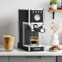 CHULUX Slim Espresso Machine with Milk Frother, 20 Bar Professional Italian Pump Espresso Coffee Machine for Home Cappuccino & Latte Maker, Stainless Steel, Black