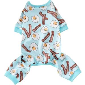 Dog Pajamas Onesie for Small & Medium Dogs - Polyester, Cozy, Wrinkle-Resistant Four-Legged Apparel (Light Blue, Small)
