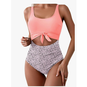 Eomenie Women's One Piece Swimsuit Tummy Control Slimming Bathing Suit Cutout Tie Knot Swimwear, size -L