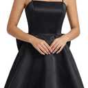 WDIRARA Women's Satin Bow Homecoming Dresses Spaghetti Strap Wedding Guest Gown Summer Mini Dress, XL