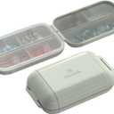 Portable Pill Organizer, Pill Box with 7 Compartments, Small Pill Case for Travel, Daily Medicine Pill Organizer with Air-Tight Lid (Green)