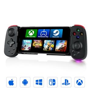 Bluetooth Mobile Game Controller for iOS & Android, Wireless Retractable Gaming Gamepad Handheld Joystick - Turn Your Phone into a Gaming Console! Support Xbox/PS/Switch/PC/Steam (Black)