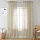 OVZME Taupe Sheer Curtains 96 Inches Long 2 Panels - Soft Light Filtering Window Sheer Panels for Living Room/Bedroom, Top Dual Rod Pocket, 1 Pair, Each 42Wx96L Inches