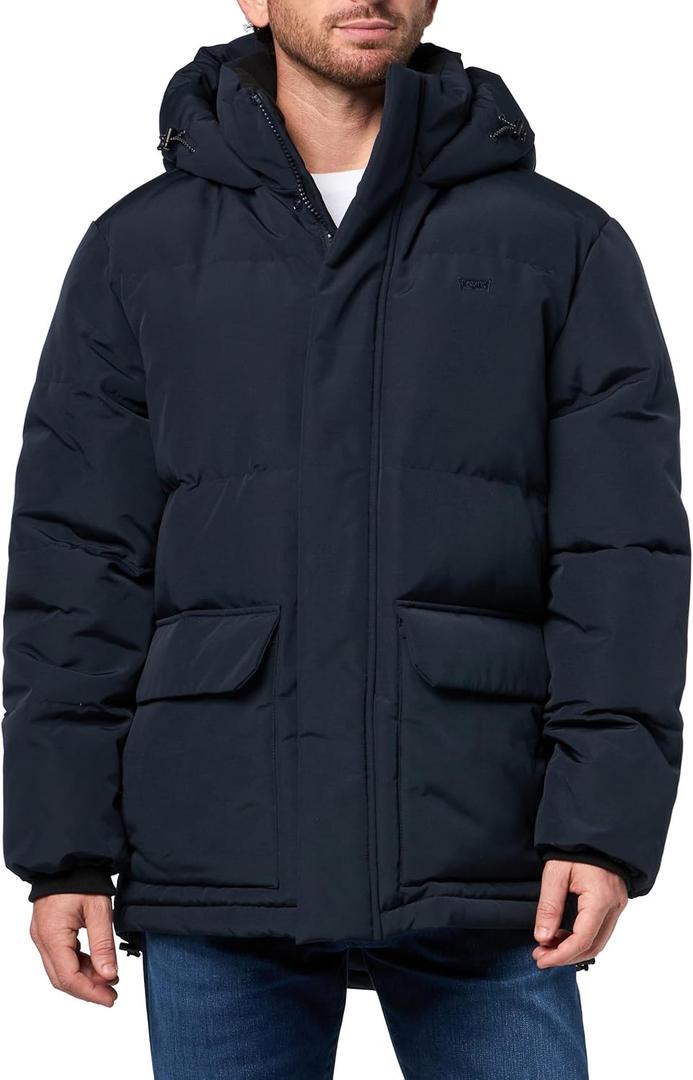 Levi's mens Quilted Puffer Parka Jacket (Large, New Navy)
