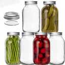 Generic Classic 32 oz Mason Jars with Lids, Set of 12, Clear Glass