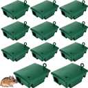 Qualirey 12 Packs Rat Bait Stations Rodent Traps Outdoor Indoor, Green | Large Bait Boxes for Mice and Rats Mouse Traps Bulk, Lockable with Key, Keep Pets and Children Safe