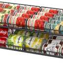 2-Tier Stackable Can Organizer for Pantry, Adjustable Extra-Long Can Rack for Pantry Shelf Organizer and Storage, Sturdy Standing Can Holder for Canned Soup Food Goods Storage up to 64 Cans, Black