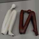 Thinker Statue Book Ends Decorative, Resin Stone Bookends for Heavy Books, Mid Century Vintage Reading Bookends, Aesthetic Unique Book Shelf Holder Ends - for Cool Artistic Abstract Decor (Beige-brown)