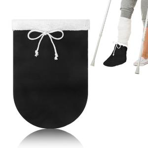 Cast Sock Cover for Foot, Cast Cover for Foot, Leg Cast Cover, Adjustable Drawstring Foot Cast Cover for Men and Women (Thick, Black) (14 Inch)