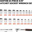 Egofine 21pcs 3/8 Inch Ratchet Socket Wrench Set, Drive Socket Set with 19 Sockets, 6-24mm sockets and 2 Way Quick Released Ratchet Handle and Extension Bar