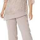 Le Bos womens 2 Piece Elegant and Chic Classic Fitting Lace Pant Set, Size 12