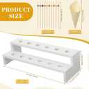 Queekay 150 Disposable Charcuterie Cones with 2 Pack 12 Holes Wooden Ice Cream Cone Display Stand Charcuterie Holder Stand 150 Fancy Toothpicks for Appetizers Wedding Decoration(White)