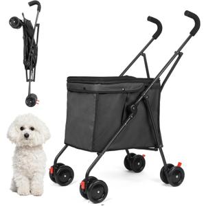 Dog Strollers, Shopping Cart, Collapsible Folding Utility Wagons Carts Heavy Duty, The Original Patented, 60lbs Capacity, Minimalist for Cats Pets Outdoor Camping Shopping Sports Garden (Black)