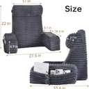 22" XL Back Pillow for Bed Sitting Up with Armrests & Big Pockets