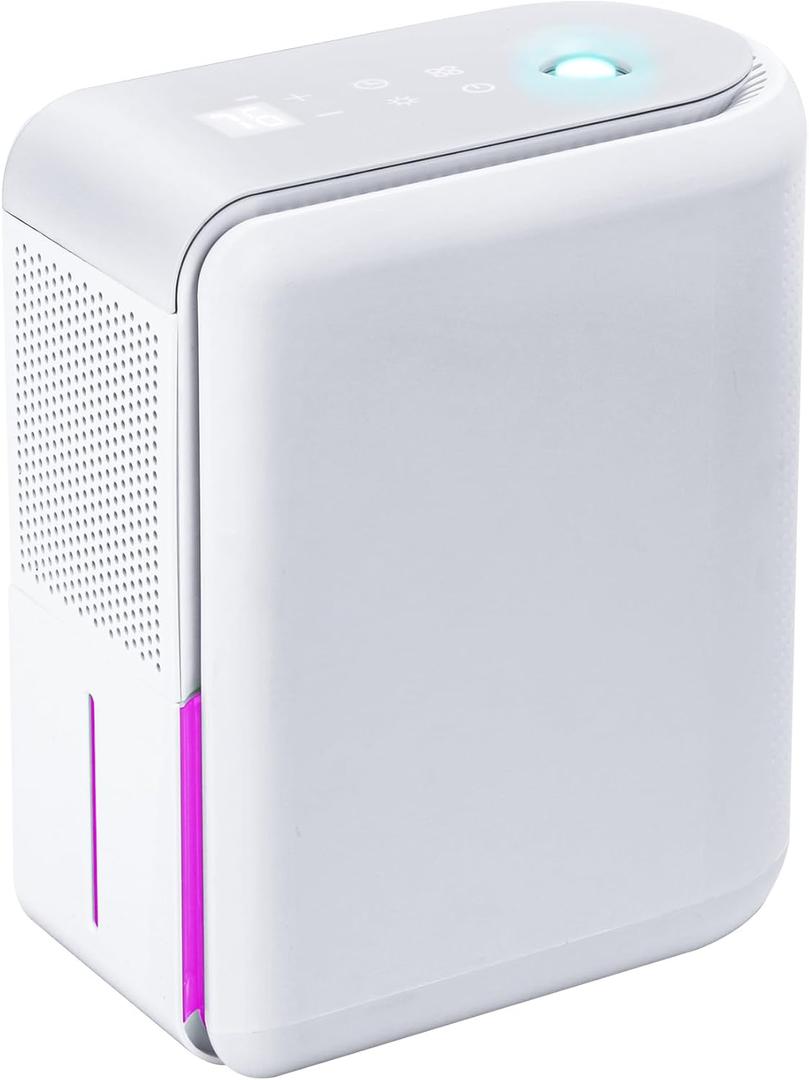 2 In 1 Small Humidifier Dehumidifier Combo, Humidifiers Dehumidifier For Home Bedroom With Drain Hose Temperature Display, 4 Modes, 7 Color LED Lights, Timer Set